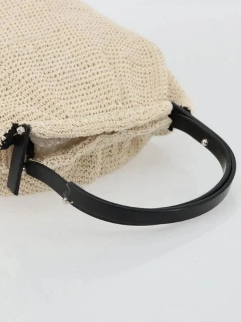 CHANEL Hand Bag Straw Beige CC Auth 170539